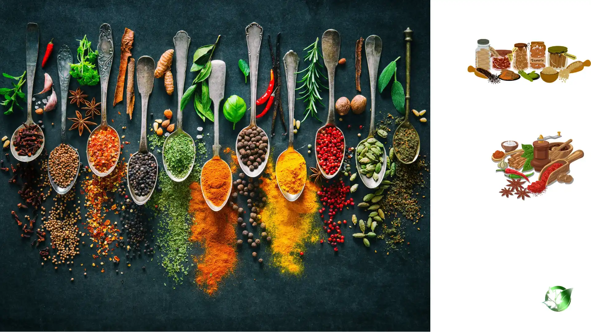 Commercial presentation of Spices for wholesale product evaluation and buyer review.