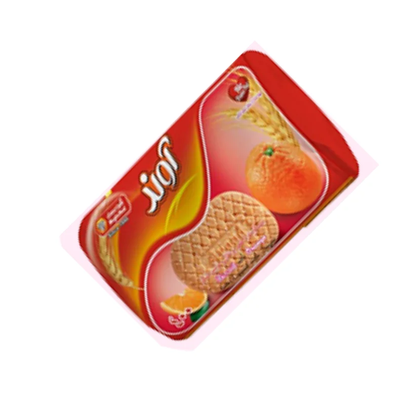 Tongue biscuits with orange flavor and sugar decoration
