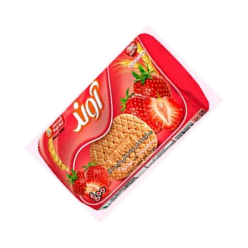 Strawberry-flavored tongue biscuits with sugar decoration