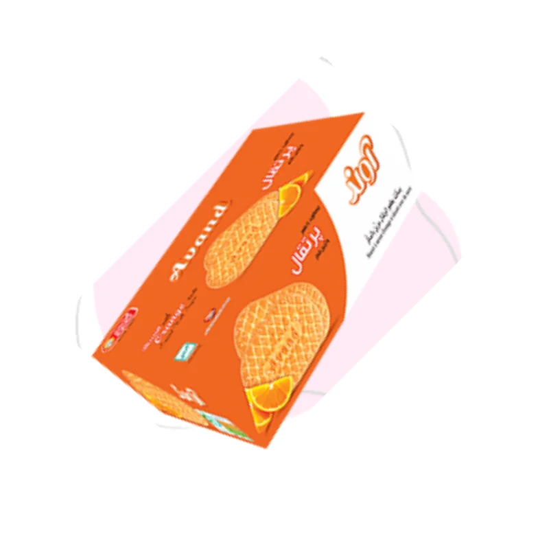 Tongue biscuits with orange flavor and sugar decoration
