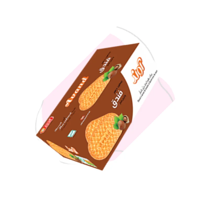 Hazelnut-flavored tongue biscuits with sugar decoration