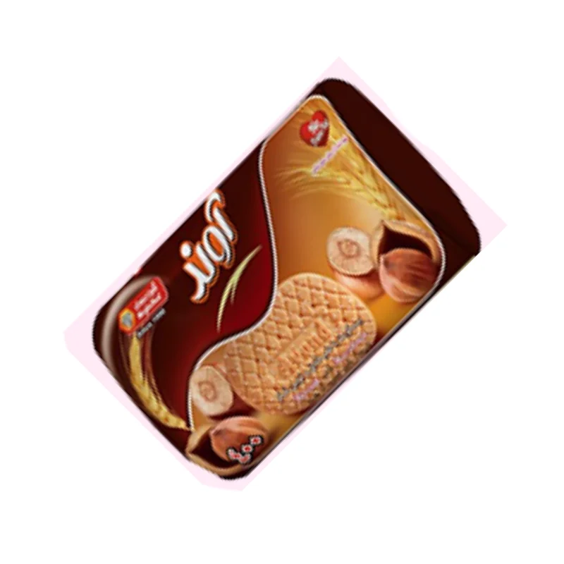 Hazelnut-flavored tongue biscuits with sugar decoration