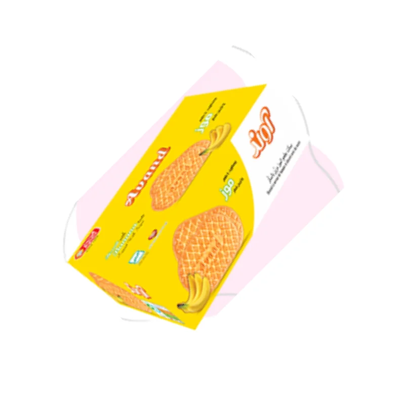 Tongue biscuits with banana flavor and sugar decoration
