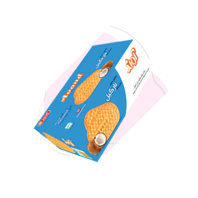 Tongue biscuits with coconut flavor and sugar decoration