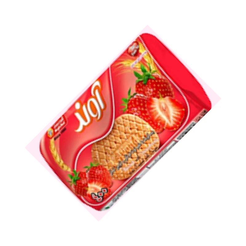 Strawberry-flavored tongue biscuits with sugar decoration