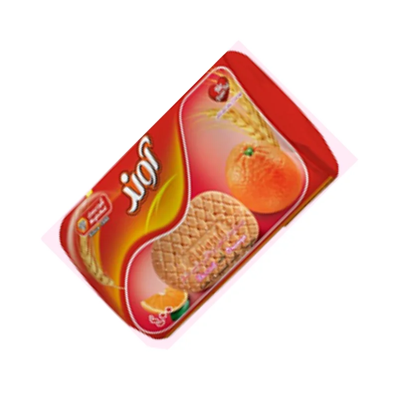 Tongue biscuits with orange flavor and sugar decoration