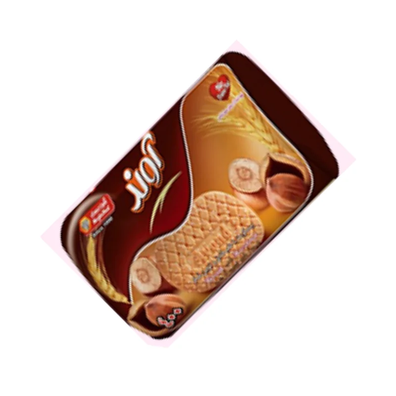 Hazelnut-flavored tongue biscuits with sugar decoration