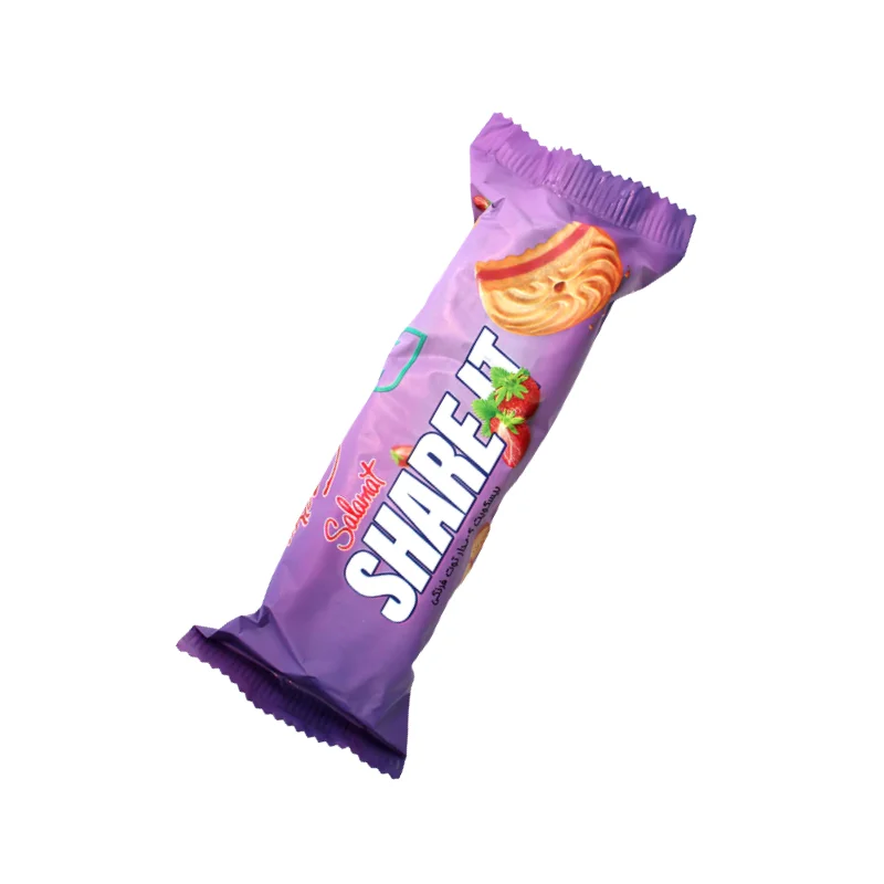 Small strawberry cream biscuits