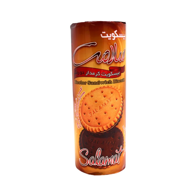 Two-tone cream biscuits with dark chocolate cream